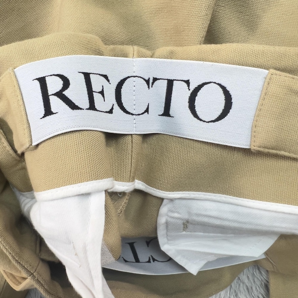 RECTO Pants Woman M 32x28 Tan Lagenlook Wide Leg Minimalist Relaxed Contemporary - Picture 7 of 10